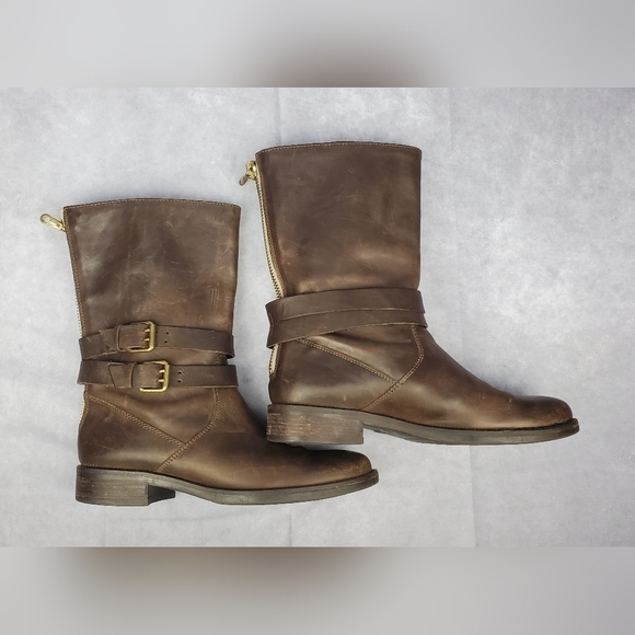 J. Crew Women's size 8.5 Boho Cowboy Western boots engineer brown leather rugged - Picture 7 of 15